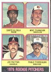1976 Topps Baseball Cards      589     Santo Alcala/Mike Flanagan/Joe Pactwa/Pablo Torrealba RC
